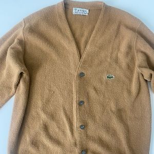 Vintage 1970’s IZOD Lacoste Cardigan Sweater Men’s Medium Brown